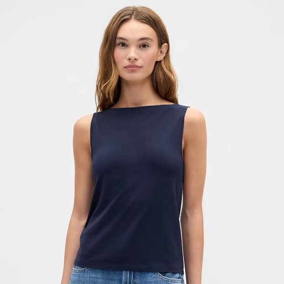NWT Gap Factory Boatneck Tank Top Navy Blue Size S Basics - Picture 10 of 13